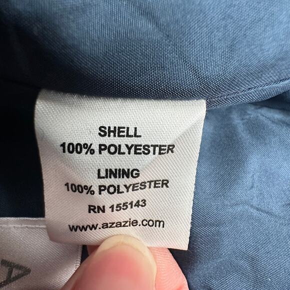 Azazie Aziza Dress Womens A10 Dark Navy A Line V Neck Pleated Chiffon Bridesmaid - Picture 12 of 16